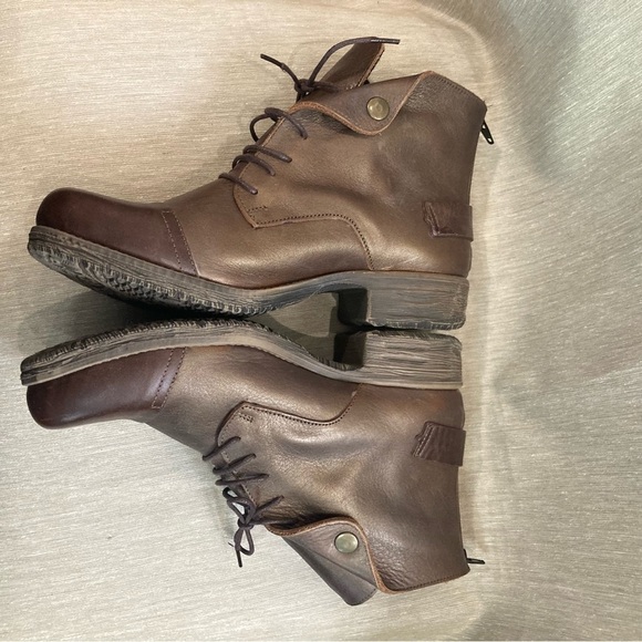 BUENO Sz 36 Sunderland Metallic Two Toned Back Zipper Laces Ankle Leather Boots - Picture 4 of 10